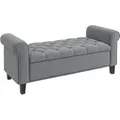 Produktbild: Polsterbank, Bettbank, Sitzbank In Samtoptik, Flurbank Mit Stauraum Für Schlafzimmer, Bis 220 Kg Belastbar, Grau, 126 X 48,5 X 47 Cm - Homcom
