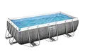 Produktbild: Bestway Power Steel Deluxe-Pool-Set, eckig, mit Filterpumpe & Sicherheitsleiter 404 x 201 x 100 cm