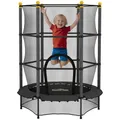 Produktbild: HOMCOM Trampolin Outdoor Ø140 cm, Kindertrampolin Gartentrampolin mit Sicherheitsnetz, Randabdeckung für Kinder 3-10 Jahre bis 50 kg belastbar Schwarz