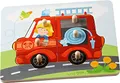 Produktbild: HABA 302536 - Greifpuzzle Feuerwehr, 6-teiliges Holzpuzzle mit Feuerwehr-Motiv und großen Holzknöpfen zum Greifen, Holzspielzeug ab 12 Monaten