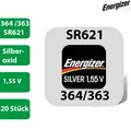Produktbild: 20 x Energizer 364 / 363 Uhrenbatterien 1,55 V SR621SW SR621W AG1 Knopfzelle