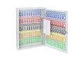 Produktbild: HMF Schlüsselschrank groß aus Stahl, abschließbarer Schlüsselkasten für Büro, Verwaltung oder Fuhrpark, 100 Schlüsselhaken, 55 x 38 x 8 cm, Lichtgrau