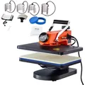 Produktbild: VEVOR Hitzepresse - 8-in-1-Hitzepresse-Sublimationsmaschine für selbstgemachte T-Shirts/Hüte/Becher/Wärmeübertragungsprojekte, 12 x 15 Multifunktions-Hitzepresse zum Wegschwenken mit 360°-Drehung