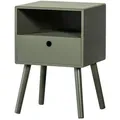 Produktbild: Nachttisch Ozzy aus MDF, klassischer Stil, warmes Grün, lackierte Oberfläche, kompakte Maße