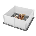 Produktbild: VEVOR Wurfkiste für Hunde, 1520x1520x610 mm, Welpenlaufstall aus Kunststoff-PVC mit höhenverstellbarer Tür & waschbarer PIPI-Unterlage, Welpenkiste für extra große Hunde, milchweiß