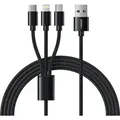 Produktbild: VEGER 3-in-1 USB auf Typ C + Apple Lightning 8-polig + Micro 2A Kabel V303 1,2m schwarz - Schwarz