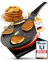 Produktbild: Amalindo Pancake Pfanne Induktion, 4 Loch, Pancake Form, Spiegeleipfanne, Pfannkuchen Maker, Poffertjes maker, Antihaft, Eierpfanne, Spiegeleipfanne, Pancakespfanne, Ø26cm