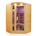 Produktbild: Dewello® Infrarotkabine Infrarotsauna LAKEFIELD PRO 140x140 inkl. Duo Strahler, Vollspektrumstrahler, Bodenstrahler Hemlockholz & Zedernholz, LED-Farblicht, Bluetooth, FM,MP3,USB