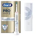 Produktbild: Oral-B Pro Series 3 Elektrische Zahnbürste/Electric Toothbrush, 1 Aufsteckbürste, 3 Putzmodi und visuelle 360° Andruckkontrolle für Zahnpflege, Reiseetui, Special Edition, Designed by Braun, white