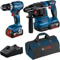 Produktbild: Bosch Combo-Kit 0615A50039, 18V Akku, inkl. GSB 18V-45, GBH 18V-22, 2 Akkus, Ladegerät und Tasche