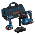 Produktbild: Bosch Akku-Combo Kit 2-tlg. 18V: Schlagbohrschrauber GSB 18V-45 + Bohrhammer GBH 18V-22 + 2 x Akku 4.0Ah, Schnellladegerät 0615A50039