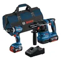 Produktbild: Bosch Professional 18V System Combo Kit: Schlagbohrschrauber GSB 18V-45 + Bohrhammer GBH 18V-22 (inkl. 2x 4.0Ah Akku, Schnellladegerät GAL 18V-40, Werkzeugtasche)