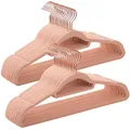Produktbild: SONGMICS Kleiderbügel Samt, 30er Set, Bügel, rutschfest, kleine Stange für Krawatten, 360° drehbarer Haken, 0,6 cm dick, platzsparend, 43,5 cm lang, für Mäntel, Hosen, Roségold-Hellrosa CRF21PK30