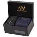 Produktbild: Massi Morino Krawatte (1-St) mit Einstecktuch, Manschettenknöpfen und Krawattenklammer blau