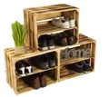 Produktbild: 3 x geflammte Schuhregalkiste Holzkiste Weinkiste Kistenregal