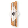 Produktbild: Kreative Feder Moderne Designer Holz Alu Wanduhr leise ohne Ticken 60x30cm (Eiche, leises Quarzuhrwerk)