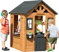 Produktbild: Backyard Discovery Spielhaus Sweetwater aus Holz | Outdoor Kinderspielhaus für den Garten inklusive Zubehör | Gartenhaus für Kinder mit Fenstern in Braun & Schwarz