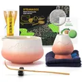 Produktbild: TEANAGOO Matcha-Set| MatchaTee Set| | Matcha Schale| Matcha Besen| Matcha-Tea-Set für die Zubereitung von Frühstück/Matcha-Latte, N35, Farbverlauf Orange Giadient Weiß,Geschenk für Matcha-Liebhaber