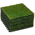 Produktbild: Outsunny - Kunstrasen 10 Stücke Wetterfest Rasenteppich 25mm Outdoor Kunstrasenteppich Balkonteppich Für Garten Balkon Terrasse 30 X 30cm Dunkelgrün