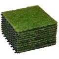 Produktbild: Outsunny Kunstrasen 10 Stücke wetterfest Rasenteppich 25mm Outdoor Kunstrasenteppich Balkonteppich für Garten Balkon Terrasse 30 x 30cm Dunkelgrün