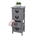 Produktbild: Kommode Sues, Schubladenkommode Schrank, 4 Schubladen mit Herzen 70x29x25cm, Shabby-Look, Vintage ~ grau-blau