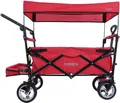 Produktbild: FUXTEC Bollerwagen Rot FX-CT800 - FUXTEC Bollerwagen FX-CT800 - mit Dach | bis 75Kg | Feststellbremsse |Klappbar | 2 Sitzplätze | 120cm x 56cm x 98cm Rot