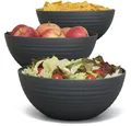 Produktbild: Hausfelder Servierschüssel Salatschüssel Set Schüsseln für Salat, Chips, Obst in Schwarz, Kunststoff, (3er Set, 3-tlg), spülmaschinengeeignet, BPA-frei, bruchfest, Wellen-Design