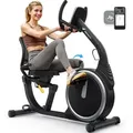Produktbild: Liege-Heimtrainer für Zuhause, gelenkschonendes Fitnessbike bis 135 kg, Dual-Belt-Antrieb, ergonomischer Sitz mit Rückenlehne - Schwarz