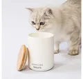 Produktbild: LucyBalu Futterbehälter Luftdichte Katzenfutter- & Leckerlidose aus Keramik mit Bambus-Deckel