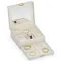 Produktbild: ADEL DREAM 2-stöckig Schmuckkästchen Schmuckaufbewahrung mit ausziehbarem Tablett Schmuck Organizer mit großem Spiegel mit DIY-Struktur,für Halsketten,Ringe,Ohrringe,Mütter und Mädchen cremefarben