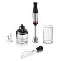 Produktbild: Bosch Stabmixer ErgoMaster Serie 6, mit Zerkleinerer, Schneebesen, Mixbecher, Edelstahl-Klingen, verschleißfreie Keramik-Kupplung, langlebig, Luftkühlung, 1000 W, Edelstahl, MSM6M622