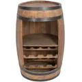 Produktbild: Holzfass-Bar mit Weinflaschenablagen und Regal. Weinkiste, Hausbar 80x50cm Wenge