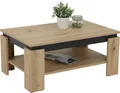 Produktbild: Couchtisch Wohnzimmertisch Tim II - Nachbildung Artisan Eiche - Holzgestell mit großem Ablageboden - Melaminbeschichtung - Maß B90xT60cm