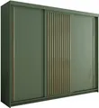 Produktbild: BETTSO Schiebeschrank Elegantes Kleiderschrank Schlafzimmer Kleiderschrank, goldene Lamellen Jugendzimmer Wohnzimmer TIARA 250 Grün