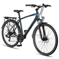 Produktbild: Licorne Bike Premium Touring Trekking Bike in 28 Zoll - Fahrrad für Jungen, Mädchen, Damen und Herren - 21 Gang-Schaltung - Mountainbike - Crossbike Stil:Herren;Farbe:Navy Blau