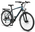 Produktbild: Licorne Bike Premium Touring Trekking Bike in 28 Zoll Aluminium Scheibenbremse Fahrrad für Jungen, Mädchen, Damen und Herren - 21 Gang-Schaltung - Mountainbike - Crossbike (Herren, Navy Blau)