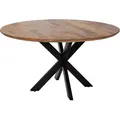 Produktbild: Esstisch Avola Mango Holz rund 110 cm Massivholz mit Metallgestell - Schwarz