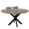 Produktbild: MR. DEKO Esstisch Avola | Holztisch Rund | Runde Tischplatte Mangoholz 110 cm | Cross-Form Metallgestell Schwarz | Tisch für 4 Personen | Esszimmertisch rund Modern | Round Dining Table