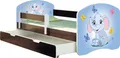 Produktbild: ACMA Jugendbett Kinderbett Junior-Bett Komplett-Set mit Matratze Lattenrost und Rausfallschutz Wenge 26 Elefant 160x80 + Bettkasten