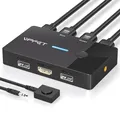 Produktbild: AILVLVNG HDMI KVM Switch 2 PC 1 Monitor 4K@60Hz USB KVM Switches für 2 Computers sich teilen Einen Monitor und Eine Tastatur/Maus, mit Desktop Controller und 2 USB Kabeln, Plug and Play