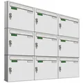 Produktbild: AL Briefkastensysteme Wandbriefkasten 9 Fach Basic Briefkasten A4 RAL Farbe 9016 Verkehrs Weiss wetterfest