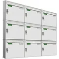 Produktbild: AL Briefkastensysteme 9 x Basic Wand Briefkasten RAL Farbe 9016 Verkehrs Weiss für Post A4, wetterfest, Artikelnummer: 431P9EA3P9016
