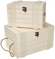 Produktbild: Rayher Hobby 62651000 Holz-Truhen Set mit Jutegriffen, Set 2 Stück, 30 x 20,5 x 17,3 cm und 24 x 16 x 15,5 cm, naturbelassen, Schatztruhen, Schatzkisten
