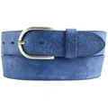 Produktbild: BELTINGER Ledergürtel Damen-Gürtel aus weichem Vollrindleder Vintage-Look 4 cm - Jeans-Gürte (1-St) blau|silberfarben 120 cm (Gesamtlänge 135 cm)