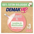 Produktbild: Demak'up Wattepads zum Abschminken, waschbar und wiederverwendbar, 100% Bio-Baumwolle, 3 Stück