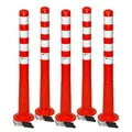 Produktbild: UvV 5 Stück flexible Absperrpfosten Ecoline 100cm orange vier Reflexstreifen (RA1) Befestigungsmaterial - überfahrbar, selbstaufrichtend (5-100cm)