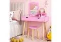 Produktbild: COSTWAY Schminktisch 2 in 1 Kinder Schreibtisch mit Hocker, aus Holz
