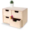 Produktbild: Creative Deco Schubladenbox Schubladenelement | 4 Schubladen | 28,5 x 20 x 19 cm (+/- 1 cm) | Mini-Kommode für Kleinigkeiten aus Birken-Sperrholz | Ordnungssystem für Lagerung, Decoupage & Dekoration