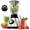 Produktbild: TurboTronic by Z-Line Standmixer 1,5 L Glasbehälter - Hochleistungsmixer Smoothie Maker Juice Blender, 1200 W, 4 Edelstahlklingen Milchshaker Sauce Eiscreme Pulsfunktion Ice Crusher silberfarben