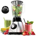 Produktbild: TurboTronic Standmixer - BG5 - 1200 Watt mit 1,5L Glasbehälter Edelstahl Silber, Glas Smoothie Mixer / Maker Ice Crush Funktion Milchshaker Blende... - Silber